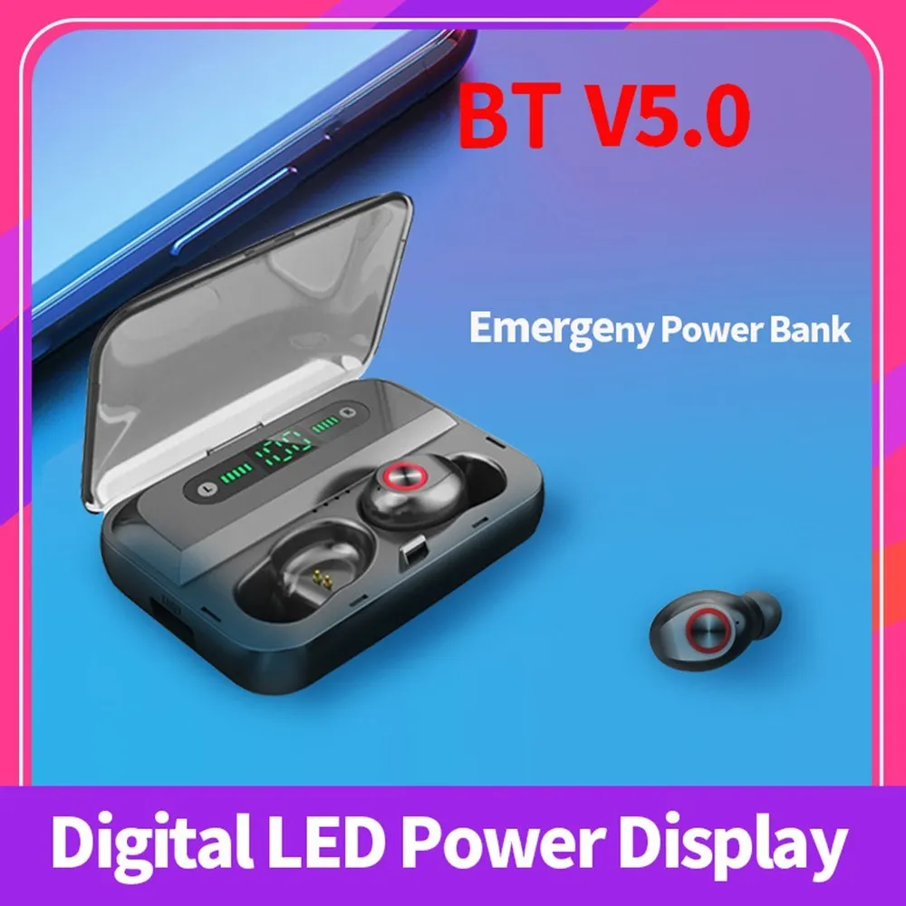 T8 TWS BT 5.0 Earphone Wireless Headphone Stereo HIFI Earbuds With Mic Handsfree Earbuds Control for iPhone Android Devices