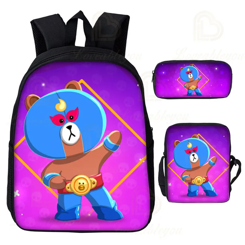 

Poco Sandy Bibi Kids Backpack Set Student 3pcs/Set School Bag Boys Girls Cartoon Back Pack Children Stars Game Travel Rucksack