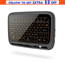 Mini clavier sans fil H18 +, rétroéclairé, plein écran, sans Alphabet, pavé tactile, télécommande Combo Rechargeable pour PC Android Tv B 