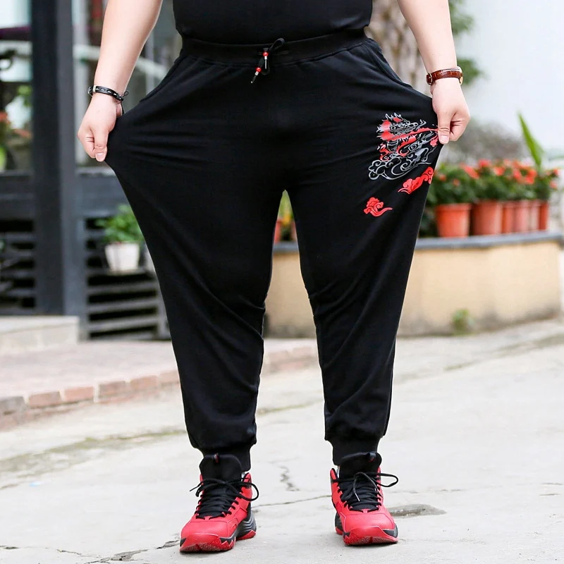 Большие размеры 6XL 7XL 8XL осенние мужские спортивные брюки с драконом брюки в китайском стиле уличные штаны Зимние Спортивные штаны эластичность