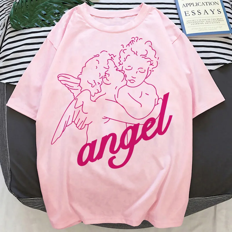 Angel Aesthetic Kawaii T Shirt Women Harajuku Korean Style T-shirt Ullzang Cute Grunge Tshirt 90s Graphic Fashion Top Tee Female