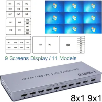 

4K HDMI 8x1 Quad Multi-viewer Switcher 8 9 In 1 Out Seamless Switch 9x1 Multiviewer Picture Splitter HDTV Display Screen Divider