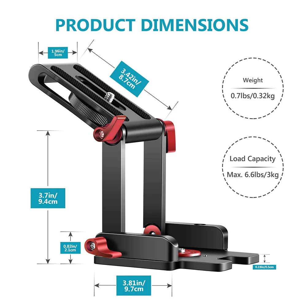 Upgraded Z Flex Tilt Head Z Type Tripod Head with 4 Adjust Fixing Knob Quick Release Plate for DSLR Cameras Camcorders Slider