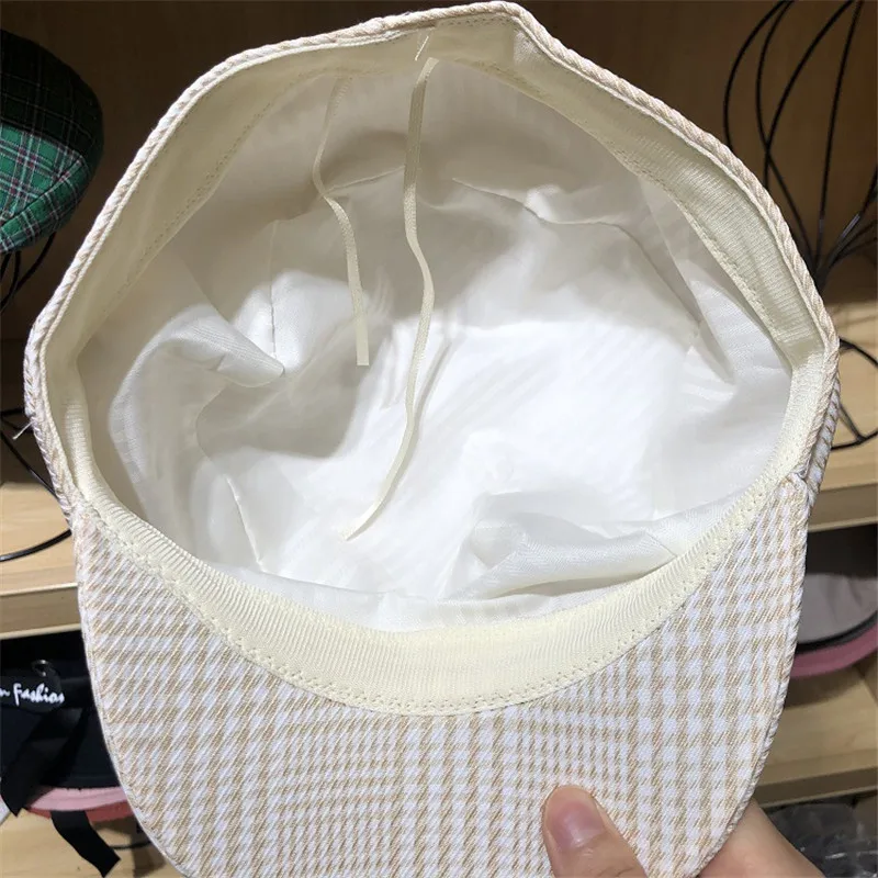 Модная клетчатая кепка, Женская Повседневная Уличная Кепка, плоская кепка, элегантная Осенняя зимняя теплая Кепка, женская шапка