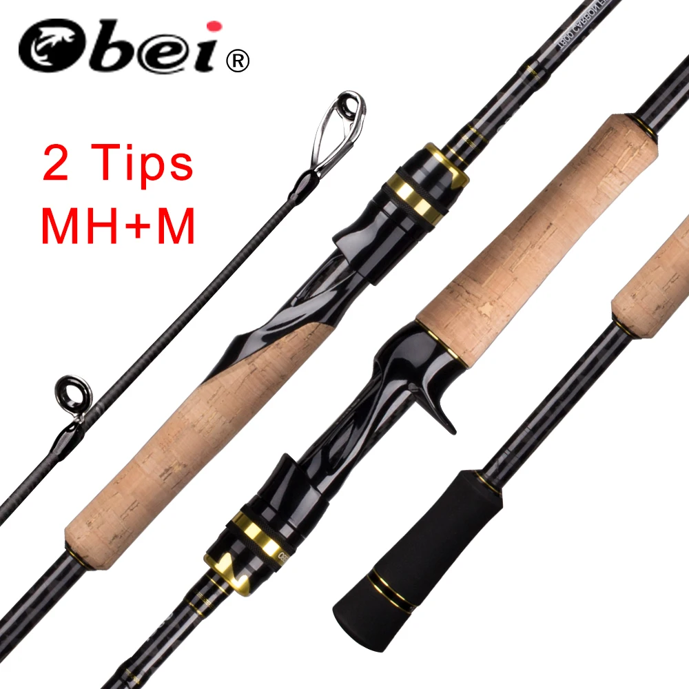 Obei elf fundição fiação vara de pesca 2.1/ 2.4m m/mh viagem isca de rua 2 dicas haste rápida vara de pesca 13-39g