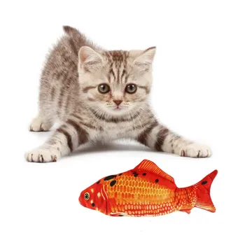 

Pet Cat USB Rechargeable Electric Wagging Tail Simulation Fish Toy Red Carp With lithium Battery 150ma-
