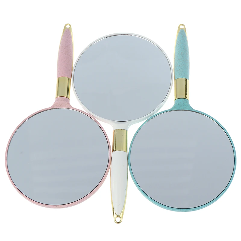1 шт., милые пластиковые винтажные ручные зеркала, косметическое зеркало для макияжа, круглое ручное косметическое зеркало с ручкой для подарков, 4 цвета