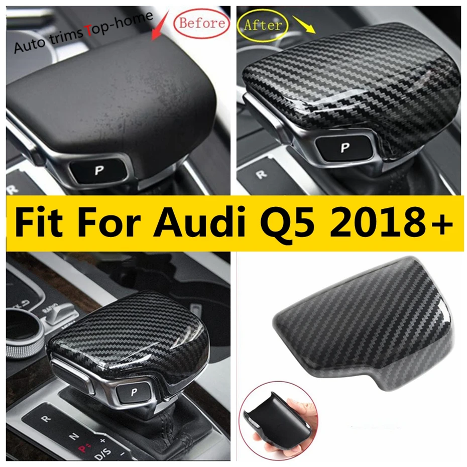 For Audi Q5 2018 2019 2020 2021 2022 Stalls Gear Shift Knob Sticker Decor Cover Trim Carbon