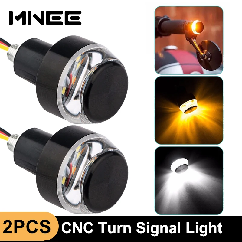 CNC Handlebar LED Turn Signal Light Handle End Blinker Universal 22MM