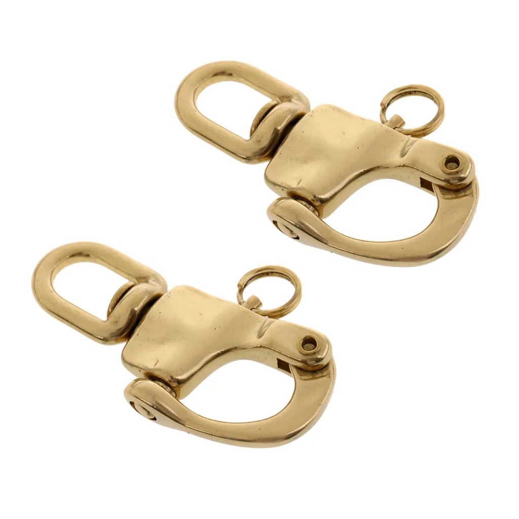 2 Pieces 72mm Swivel Eye Snap Shackle Quick Release Bail Rigging Sailing Boat Marine Brass Clip