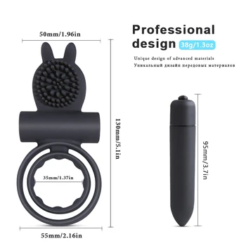 10 Speed Cock Vibrating Penis Dual Rings Massager Male sex Delay Ejaculation Erotic sex toys for Men Couple Women Vibrators 4