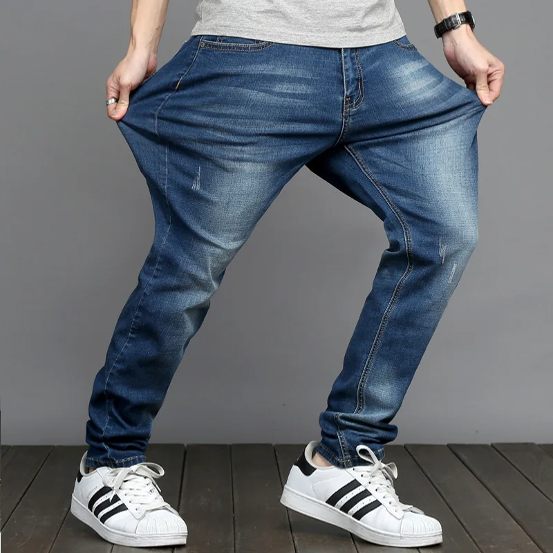 2020 vaqueros elástico recto de gran tamaño 48 Simple Estilo negro elástico azul Denim Pantalones de hombres de talla grande 5XL 6XL 7XL