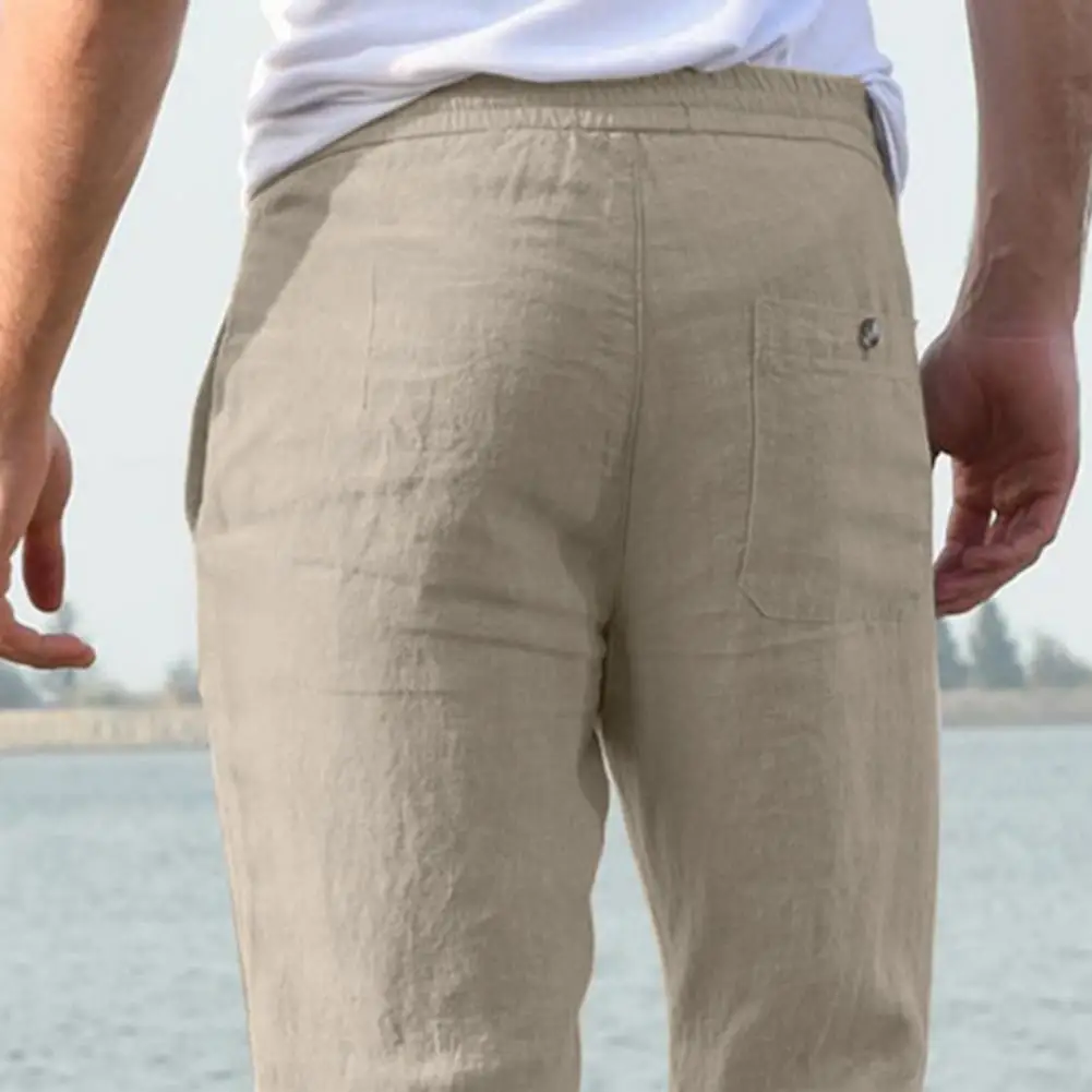 Men's High Waist Trausers Summer Pants Clothing Novelty Linen Loose Cotton Elastic Band Thin Work Vintage Wide Legs Pants wide leg pants fashion pants fashionable wide leg pants linen pants