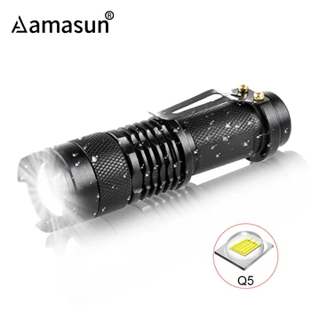 

Mini Q5 Flashlight 3 Modes Zoomable Linterna LED Torch 300LM LED Flashlight Focus Adjustable Lantern AA 14500 Battery Powered