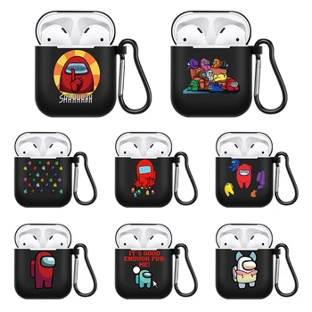 

Among Us Game Silicon Black Cover For Airpods 1 2 Case Wireless Bluetooth for apple airpods Earphone Cases for Airpods 1/2 Funda
