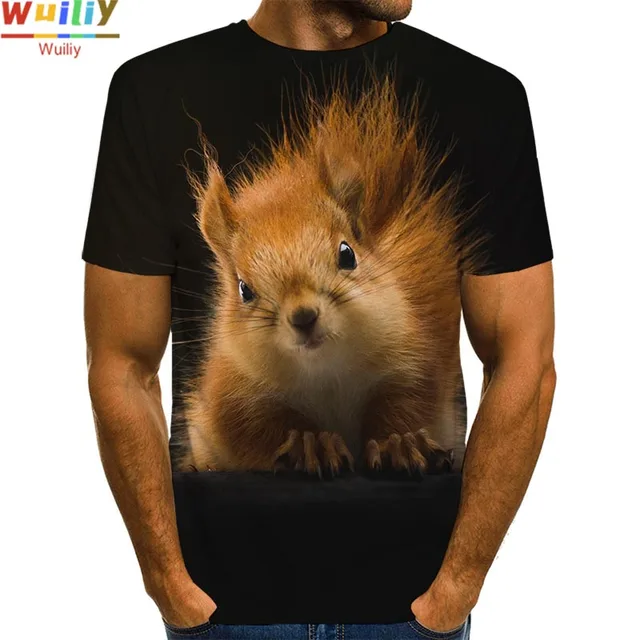 Men's Squirrel T Shirt 3D Print Shirt Animal Graphic Tees Lovely Pattern Tops Men/Women Cute Puppy Face Tee Funny Pet T-shirt 3D print