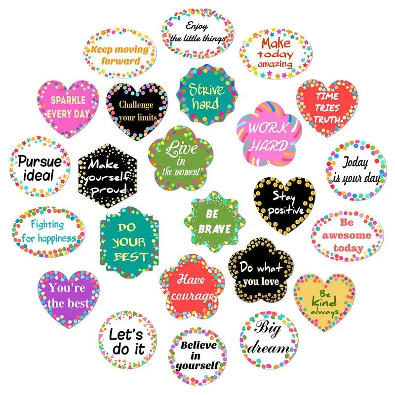 

24PCS Positive Saying Cards Motivation Stickers Encourage Word Cards for School Bulletin Classroom Decoration