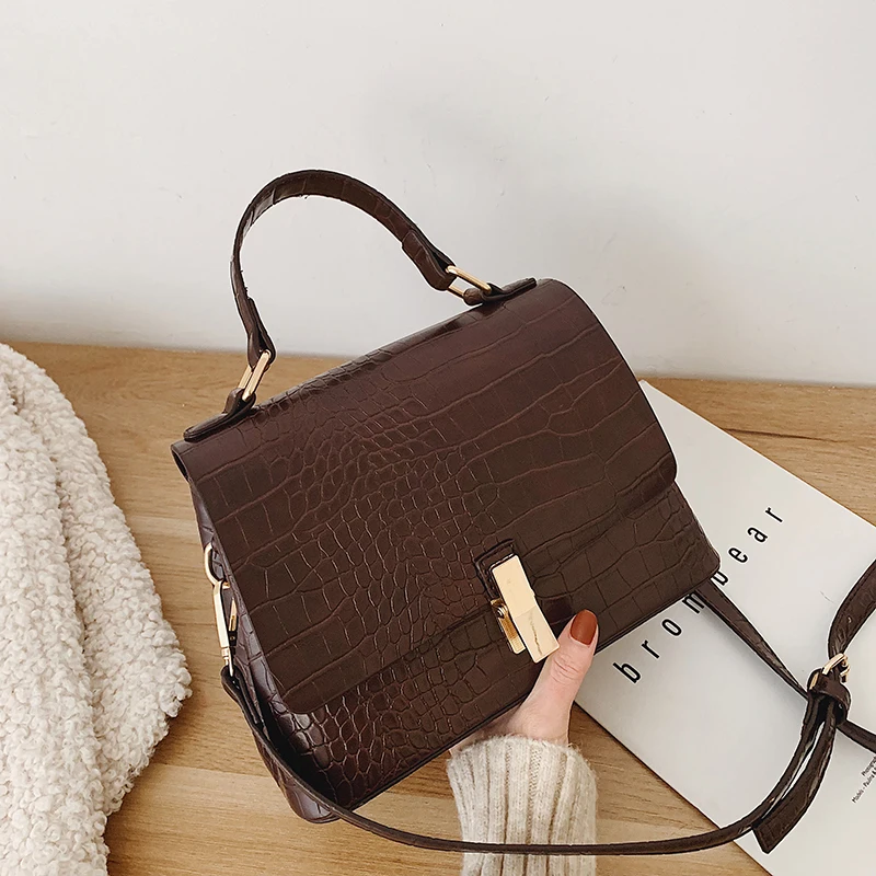 

new stone patent pu leather women messenger bags casual tote cover open small corssbody shoulder bag vintage handbags flap