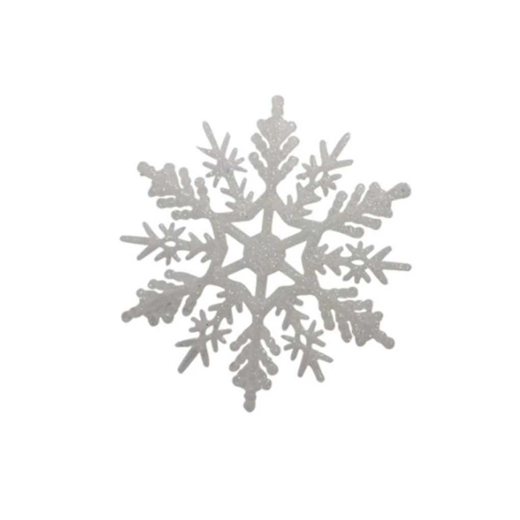 12pcs Plastic Christmas Xmas Snowflake Ornaments Tiny Sparkling Sequin Glitter Snow on String Wedding Decor