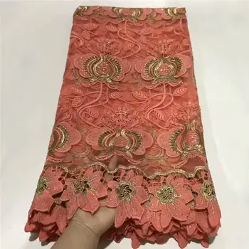 

New Design African Lace Fabric 2020 Embroidered Stone Nigerian Laces Fabric High Quality French Tulle Lace Fabric For Wedding
