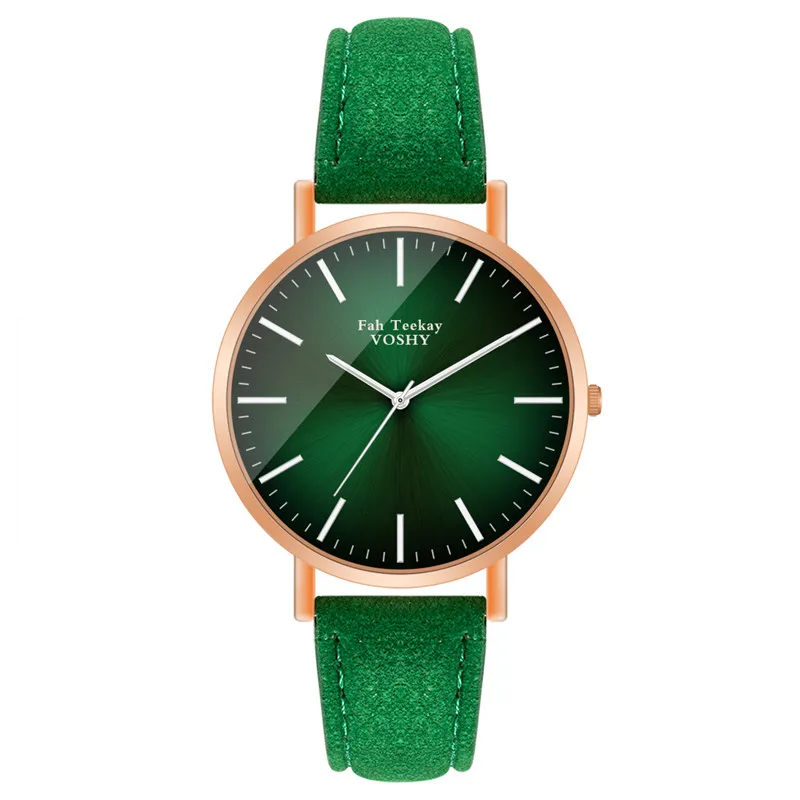 Green 2 WJ-8738, классические часы с кожаным ремешком, подарок, модные часы для влюбленных, браслет для мужчин и женщин, наручные часы, простые, reloj mujer hombre - Color: Green 2