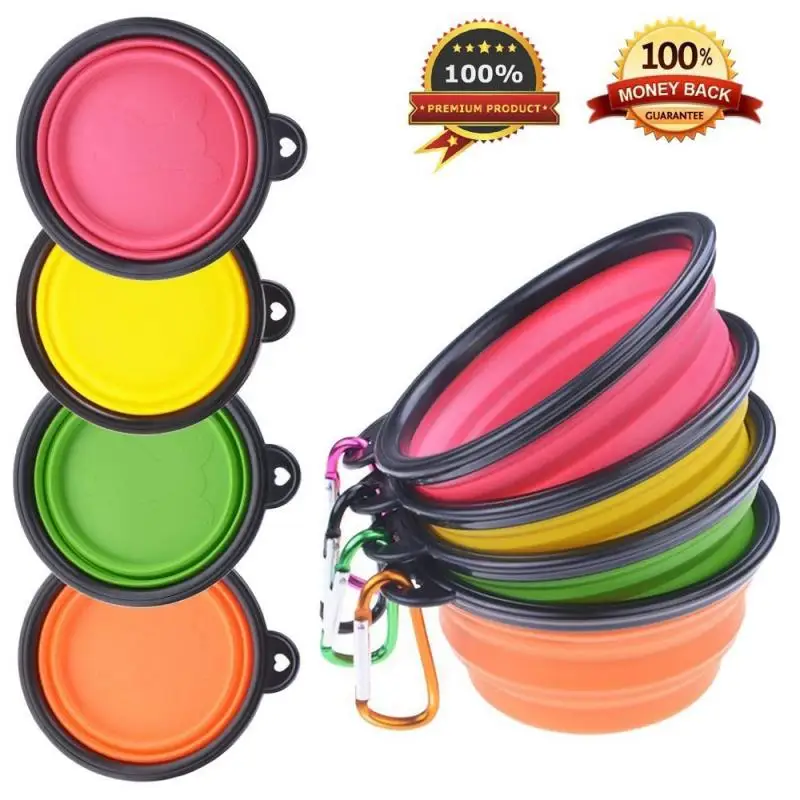 Cuenco de silicona de viaje para perros y gatos, cuencos plegables portátiles para alimentación de comida, accesorios para mascotas