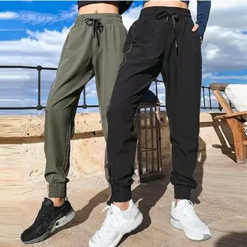 

2019 Casual Women High Waist Loose Pants Streetwear Side Striped Elastic Sweatpants Casual Harem Trousers