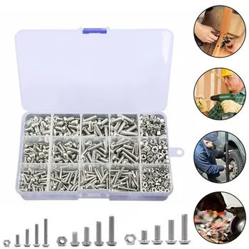 

500pcs/set M3 M4 M5 Screws Nuts Kits Set 304 Stainless Steel Hex Head Socket Screws and Nuts sets Assortment Kit Accessories