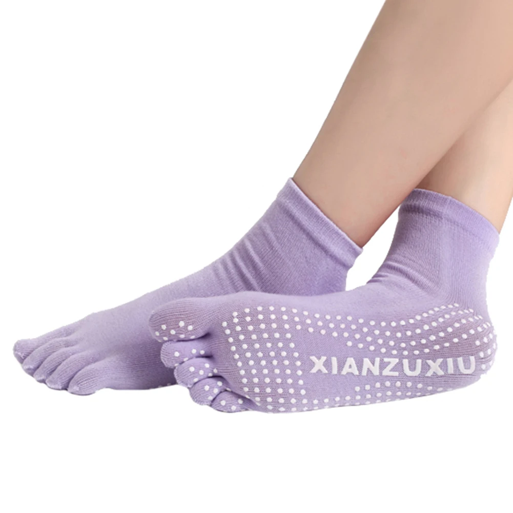 Женские Профессиональные носки нескользящие Дышащие носки с отдельными пятью пальцами ног Пилатес массажные носки эластичные хлопковые носки для тренировки