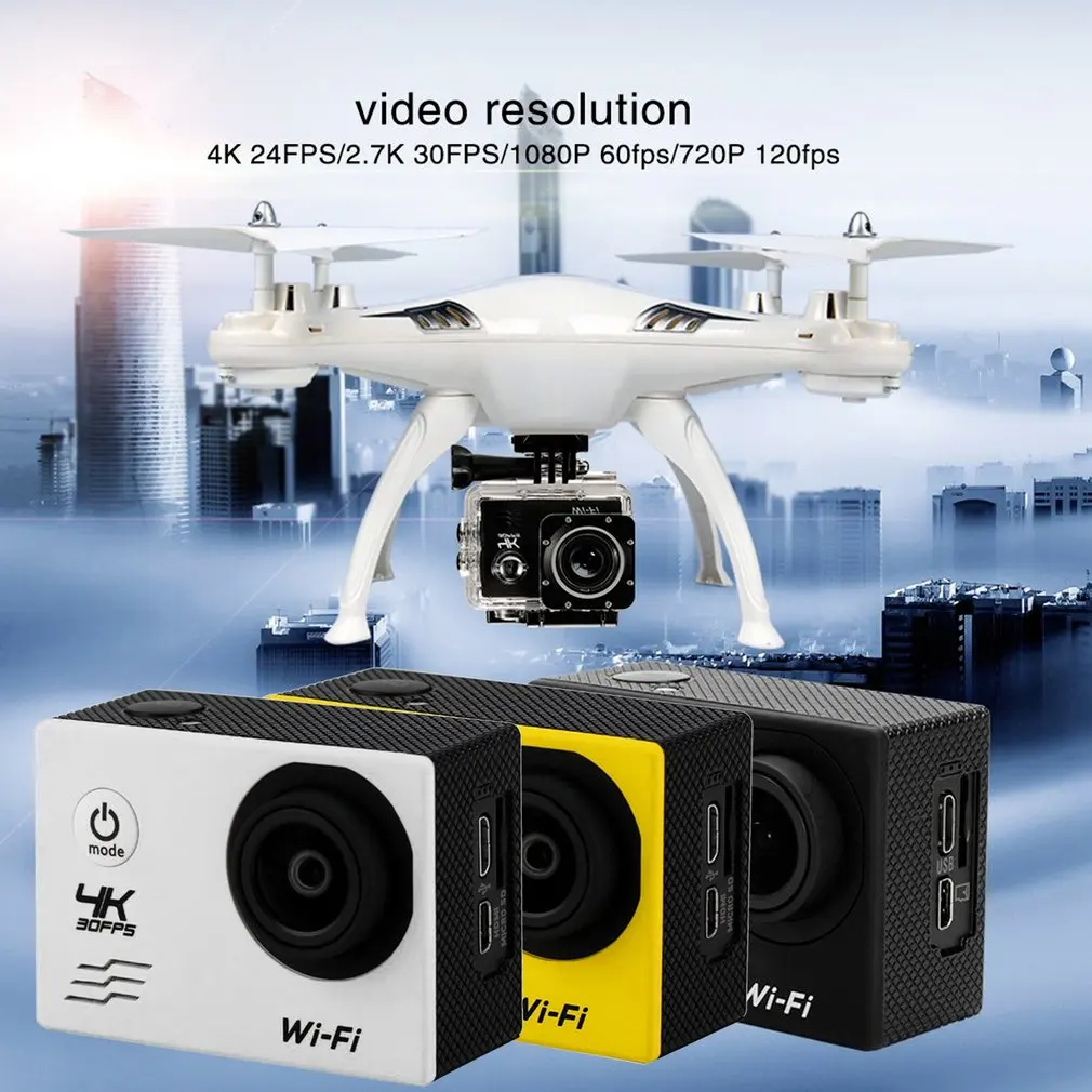 Популярная Экшн-камера 4K 30FPS 16MP Full HD 1080P 60fps Водонепроницаемая камера Wifi видеокамера 170D мини 2," ЖК-видео Спортивная камера