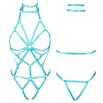 

Top Cage Harness Strappy Full Body Breast Belt Waist Hip Garter Suspender Punk Festival Dance Sexy Lingerie Plus Size Elastic