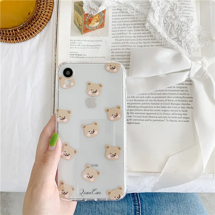 Niceking для iPhone 6, 6s, 7, 8 Plus, X, XR, XS Max, чехол с милым мультяшным медведем, Кроликом, мягкий ТПУ чехол для телефона, для iPhone 11 Pro, Max, чехол