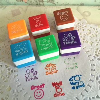 

6pcs Cute Cartoon Kids Stamp Set Teachers Self Inking Praise Reward Stamps Motivation Sticker School Scrapbooking Stamp DIY