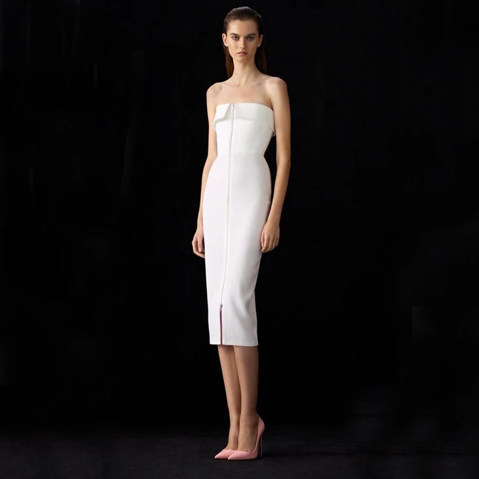 Бандажное Новое Осеннее женское Бандажное платье белое Vestidos сексуальное без рукавов без бретелек Клубная одежда элегантное платье знаменитостей для рождественской вечеринки