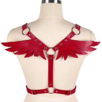 

Angel Wing Leather Body Harness Cage Bra Sexy Lingerie Fetish for Women Harajuku Punk Gothic Bondage Crop Tops Cosplay Rave Wear