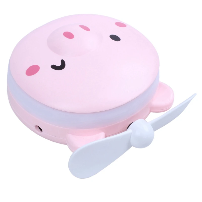 Pig Beauty Portable Led Mirror Pocket Fan Usb Charging Mini Handheld Fan With Mirror Led Light Portable Small Fan