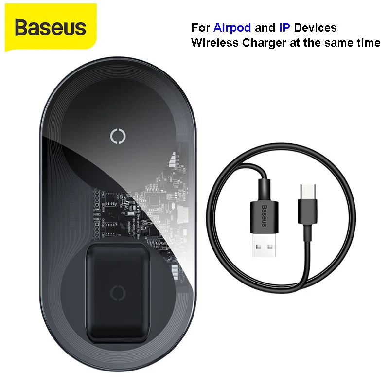 Baseus ワイヤレス充電器qi18 w in 11 pro,samsung s10,usbケーブル付き急速充電スタンド用|携帯電話用充電器| - AliExpress