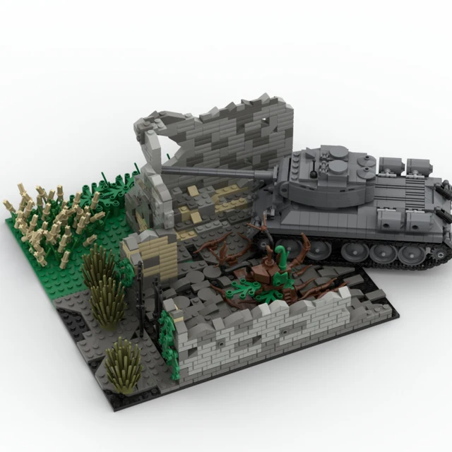 WW2 Military Scene Military Buildings - WW2 Military Ruins Battle Scene  Building Block, Military Sets Compatible with Lego, 503 Pcs, 7.5 x 7.5 x 5