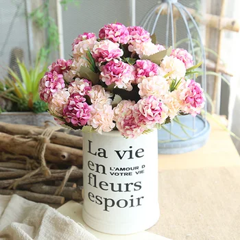 

10 Head Silk Chrysanthemum Artificial Hydrangea Flowers Bouquet DIY Fake Flower Decoration Wall Vase Wedding Party Home Decor