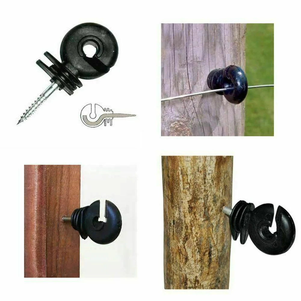50PCS Portable Tape Replacement Rainproof Wood Post Ring Insulator Set Accessories Lightweight Screw In Electric Fence Safe Wire