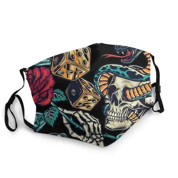 

Skulls Diamonds Flowers Guns Adult Face Mouth Mask Printed Mexican Death Festival Protection Cover Respirator