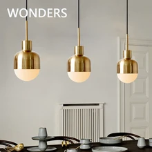 Lampe LED suspendue en cuivre au design nordique, luminaire décoratif d'intérieur, idéal pour une chambre à coucher, une salle à manger, un bar ou un foyer