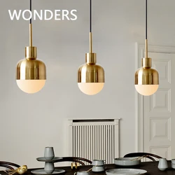Lampe LED suspendue en cuivre au design nordique, luminaire décoratif d'intérieur, idéal pour une chambre à coucher, une salle à manger, un bar ou un foyer 