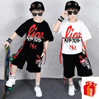 

Children's Clothing Boy Hip Hop Kids Summer Sets New Cotton Short-sleeve Loose Suit Korean Version Two-piece Sports 4-12 Year