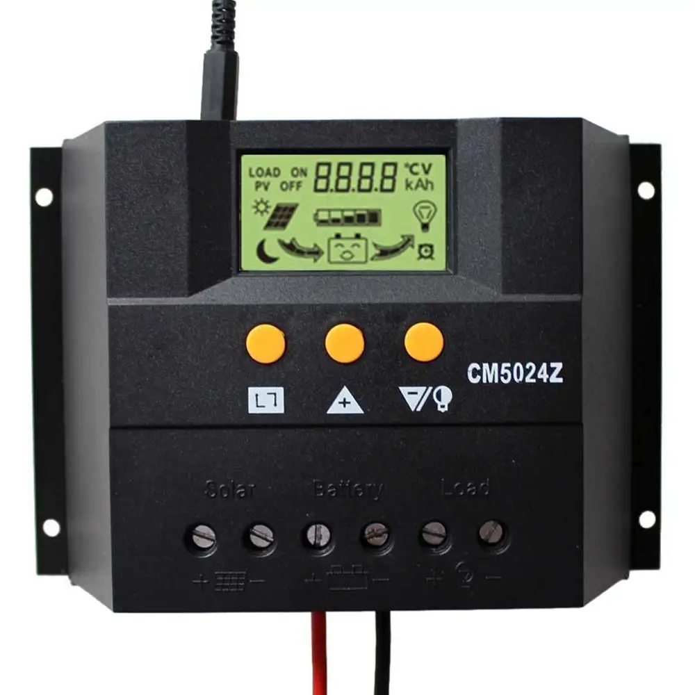 

50A Solar Controller Wide LCD Display Current Intelligent Identification Solar Panel Battery Charging Regulator 12V/24V