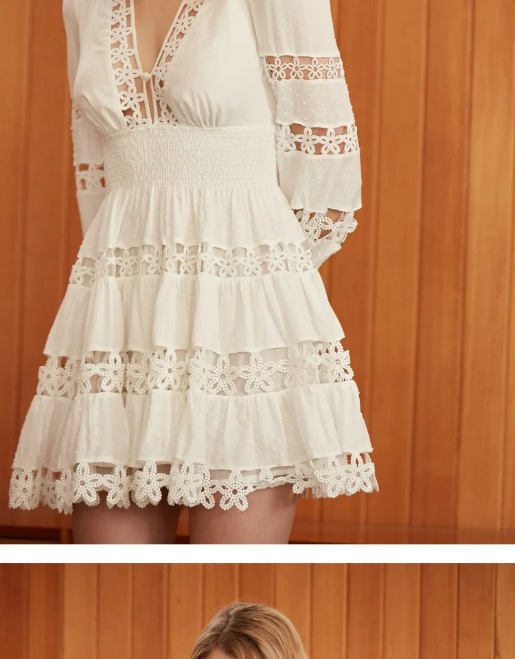 EASYSMALL, женское летнее платье, модное, сексуальное, высокого класса, Vestidos, вечерние, повседневные, кружевные, с высокой талией, с длинным рукавом, с v-образным вырезом, платья