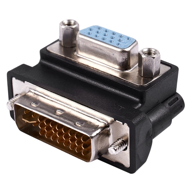 DVI-I 24+ 5 Pin Мужской VGA 15 Pin Женский 90 градусов конвертер адаптер Черный