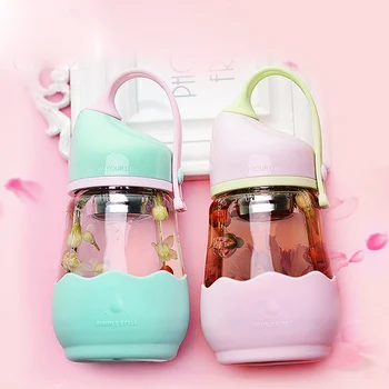 

Creative Cute Korean Cup Simple Solid Glass Transparent Cup Portable Bouteille En Verre Korean Travel Water Cup 460ML MM60SB