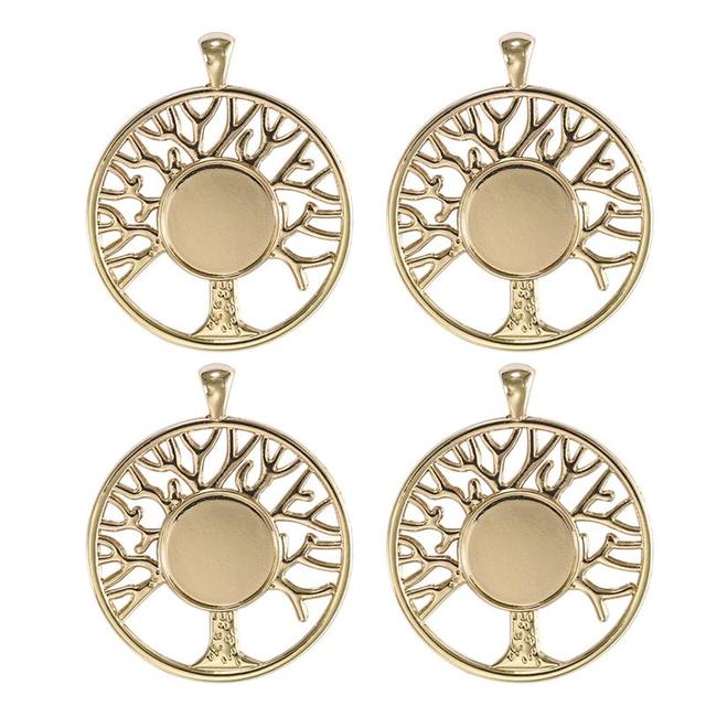 Life Tree Hand Palm Charm Dream Catcher Pendant Blank Bezel Tray 14mm Cabochon Base Setting DIY Necklace Jewelry Findings