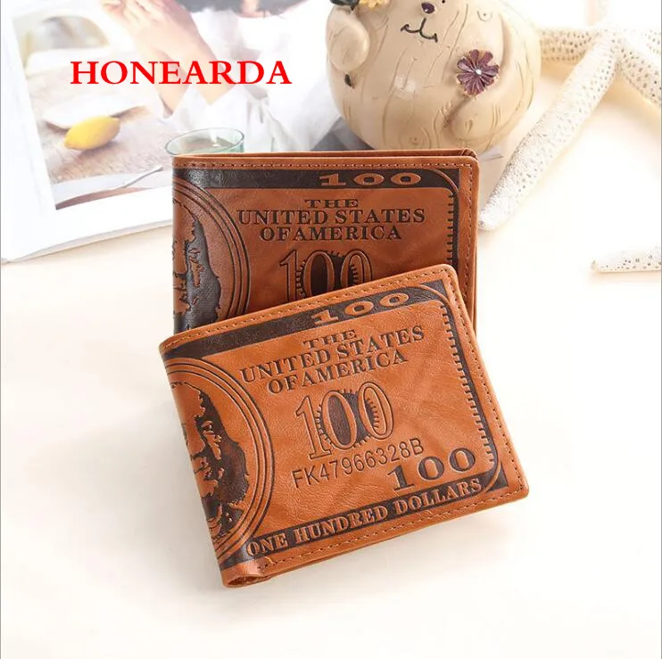 

by dhl or ems 100pcs Fashion Sale Dollar Price Pattern Designer Men's Leather Wallets Male Men Credit Card Holder Purses Wallet